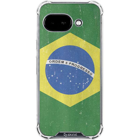 Brazil Flag Distressed Google Pixel 9a Clear Case